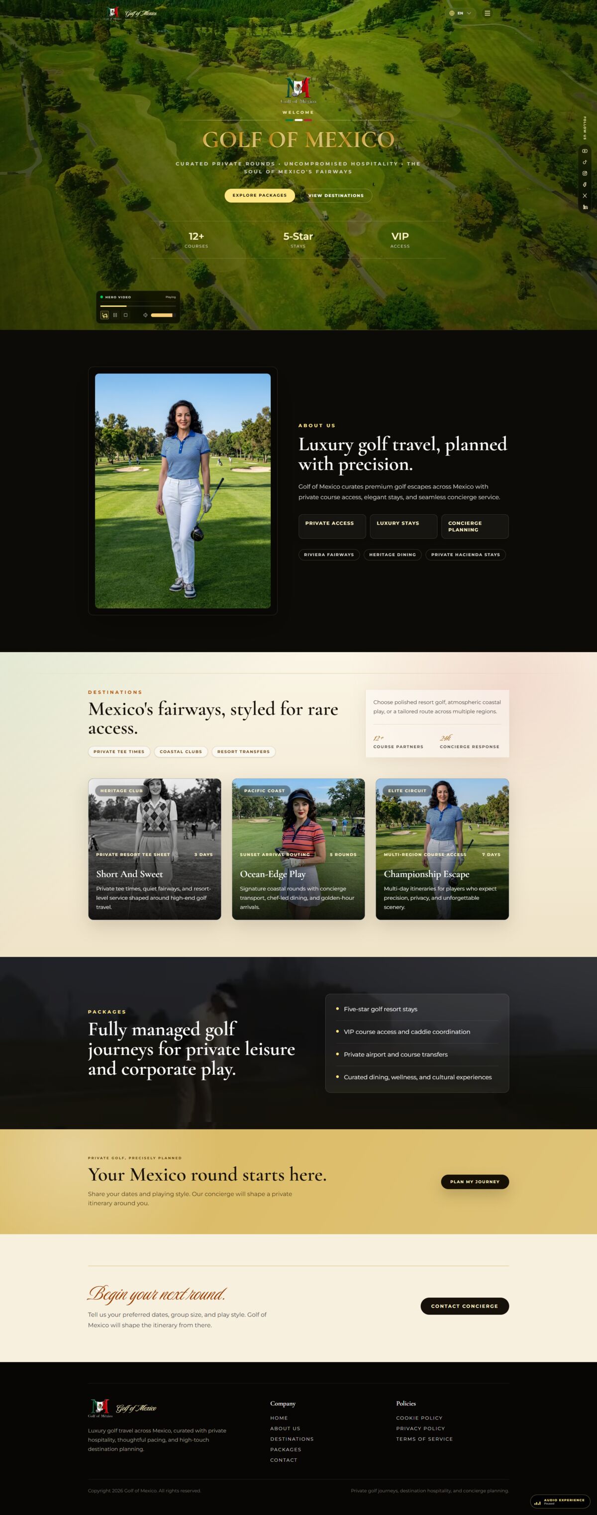 Golf of Mexico — luxury golf travel website, full home page